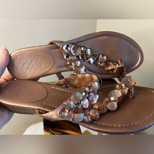 Vince Camuto Bronze Beaded Sandals